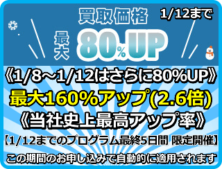 買取価格最大160%アップ(2.6倍)プログラム