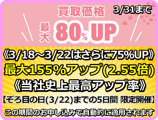 買取価格最大155%アップ(2.55倍)プログラム