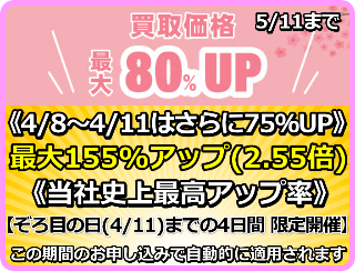 買取価格最大155%アップ(2.55倍)プログラム